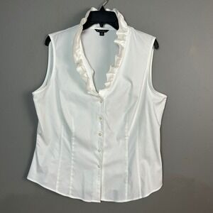 Brooks Brothers blouse Womens size 16 White Sleeveless Button Down Summer Office